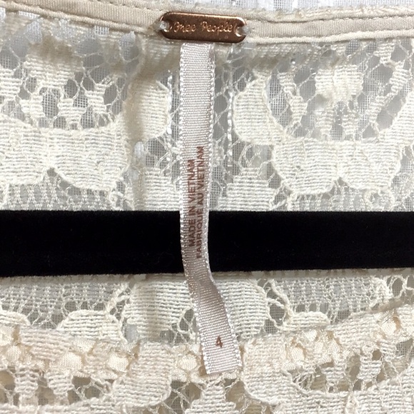 2pc Free People Cream All Over Lace 3/4 Sleeves with Rayon Lingerie Slip - Picture 4 of 10